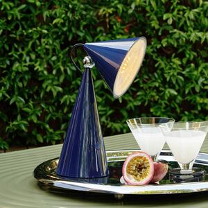 Tom Dixon Lampa de masă cu baterie LED Pose, indigo, înălțime 25 cm, reglabil, Albastru, Camera de zi / sufragerie, Plastic, Design