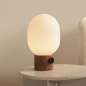 Audo Copenhagen JWDA lampă de masă, travertin roșu, înălțime 32 cm, dimabil, reglabil, Alb, Camera de zi / sufragerie, Sticlă, Design