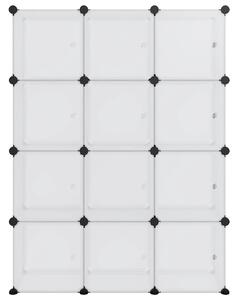 Organizator cub de depozitare cu uși, 12 cuburi, transparent PP