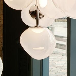 Tom Dixon Dixon, lampă suspendată LED Melt, Ø 28 cm, opal/argintiu, reglabil, Alb, Camera de zi / sufragerie, Plastic, Design