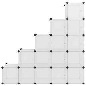 Organizator cub de depozitare cu uși, 15 cuburi, transparent PP