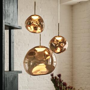 Tom Dixon lampă suspendată Melt, Ø 28 cm, culoare bronz, soclu, reglabil, Bronz / Alamă Veche, Camera de zi / sufragerie, Plastic, Design