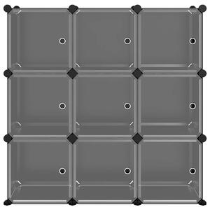 Organizator cub de depozitare cu uși, 9 cuburi, negru, PP