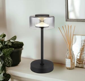 Globo Belinda LED lampă de masă, gri fum, înălțime 33 cm, metal, Gri, Camera de zi / sufragerie, Sticlă