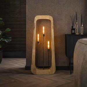 Zijlstra Woodframe lampadar, 3 becuri, lemn de mango, natural, Lemn, Camera de zi / sufragerie, Lemn, Modern