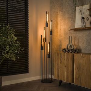 Zijlstra Lampadar Tube, 5 becuri, negru, metal, Negru, Camera de zi / sufragerie, Metal, Modern