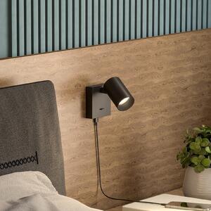 Deko-Light Spot de perete CAN TILT, negru, 10 x cm, metal, comutator USB, Negru, Camera de zi / sufragerie, Aluminiu