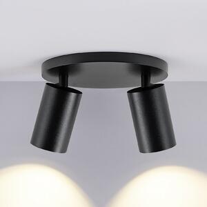 Deko-Light Spot de plafon CAN TILT, negru, Ø 20 cm, 2 becuri metalice GU10, reglabil, Negru, Camera de zi / sufragerie, Aluminiu, Plafon semicircular cu spațiere