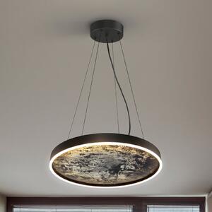 Schuller Valencia Lampă suspendată LED Stone, Ø 60 cm, CCT, negru, metal, acrilic, Negru, Camera de zi / sufragerie, Metal, Modern