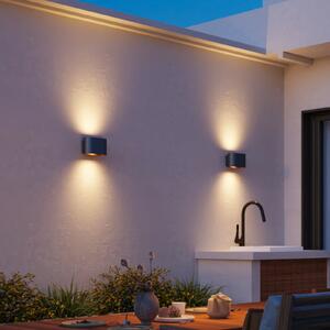 Calex LED lampă de perete exterior Potenza sus/jos, IP44, negru/auriu, Negru, Hol, Aluminiu, Modern