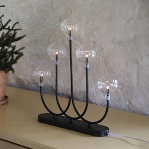 Markslöjd Sfeșnic Enys, negru/transparent, fier/sticlă, 5 becuri, LED, Negru, Camera de zi / sufragerie, Metal