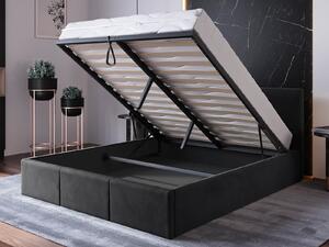 Pat Tapitat cu spatiu de depozitare 160x200 TOP Line 7 Negru Velvet