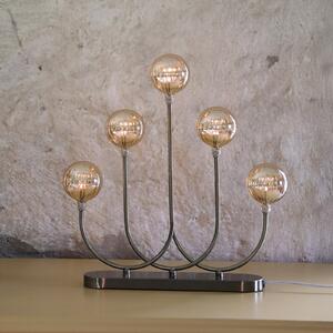 Markslöjd Sfeșnic Enys, alamă antică, fier/sticlă, 5 becuri, LED, Bronz / Alamă Veche, Camera de zi / sufragerie, Metal