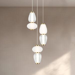 Viokef Lampă suspendată LED Shiny, Ø 60 cm, transparentă/albă, sticlă, Transparent, Camera de zi / sufragerie, Sticlă, Modern