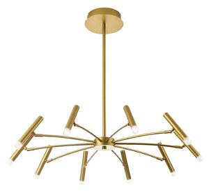 Viokef Lampă suspendată LED Secret, auriu, Ø 80 cm, metal, 10 becuri, reglabil, Auriu / Alamă, Camera de zi / sufragerie, Metal, Modern
