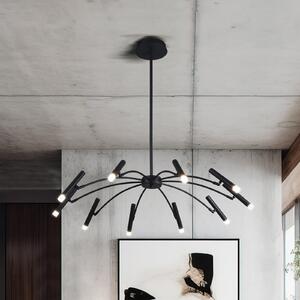 Viokef Lampă suspendată LED Secret, negru, Ø 80 cm, metal, 10 becuri, reglabil, Negru, Camera de zi / sufragerie, Metal, Modern