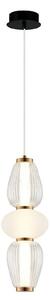 Viokef Lampă suspendată LED Shiny, Ø 16 cm, transparent/alb, sticlă, Transparent, Camera de zi / sufragerie, Sticlă, Modern