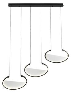 Viokef Lampă suspendată LED Adele, lungime 117 cm, negru, metal, 3 becuri., Negru, Camera de zi / sufragerie, Aluminiu, Modern