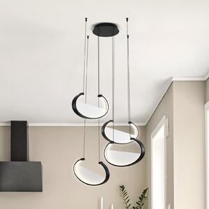 Viokef Lampă suspendată LED Adele, Ø 75 cm, negru, metal, 4 becuri, Negru, Camera de zi / sufragerie, Aluminiu, Modern