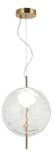 Viokef Lampă suspendată LED Dalia, transparentă/aurie, Ø 30 cm, sticlă, Transparent, Camera de zi / sufragerie, Sticlă, Modern