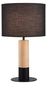Viokef Lampa de masă Carroll, lemn deschis/negru, înălțime 43 cm, țesătură, Negru, Camera de zi / sufragerie, Țesătură / Textil