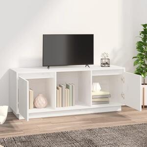 Comodă TV, alb, 110,5x35x44 cm, lemn masiv de pin