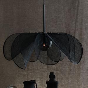 Markslöjd Lampă suspendată Styrka, Ø 75cm, negru/gri fum, fibră de banană, reglabil, Negru, Camera de zi / sufragerie, Țesătură / Textil
