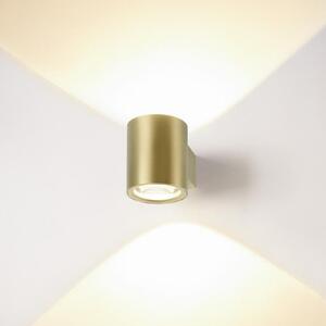 SLV Aplică LED Oculus, culoare alamă, Ø 9 cm, dimabilă spre cald, reglabil, Auriu / Alamă, Camera de zi / sufragerie, Aluminiu, Modern