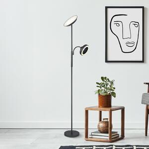 Globo Lampadar LED Davyd, negru, 178 cm, lumină de citit, ventilator, reglabil, Negru, Camera de zi / sufragerie, Metal, Modern, Lumină de lectură