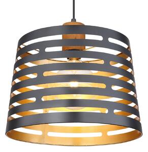 Globo Lampă suspendată Ablona, Ø 35 cm, negru/auriu, metal, reglabil, Negru, Camera de zi / sufragerie, Metal, Modern