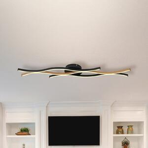 Globo Plafonieră LED Geronimo, lungime 108 cm, negru/aspect lemn, Negru, Camera de zi / sufragerie, Aluminiu, Modern