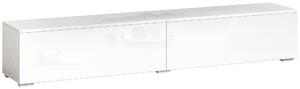 HOMCOM Dulap TV Suspendat 180 cm pentru TV până la 75 Inch, Dulap Modern pentru Living cu Uși cu Deschidere prin Apăsare și Orificii pentru Cabluri, Consolă Multimedia Montată pe Perete, Alb Lucios | Aosom Romania
