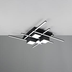 Trio Lighting Plafonieră LED Roger, negru mat, metal, CCT, telecomandă., reglabil, Negru, Camera de zi / sufragerie, Metal, Modern