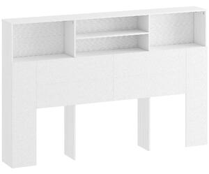 HOMCOM Tăblie de Pat Autoportantă 160 cm cu Compartimente, Tăblie pentru Pat Dublu cu 4 Spații Deschise, 160 x 20,2 x 108,2 cm, Alb | Aosom Romania