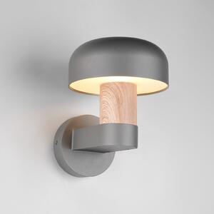 Trio Lighting Aplică de exterior Fraser, gri/aspect lemn, aluminiu, IP54, E27, reglabil, Lemn, Aluminiu