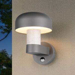 Trio Lighting Aplică de exterior Fraser cu senzor gri/aspect beton, aluminiu IP54 E27, Gri, Aluminiu