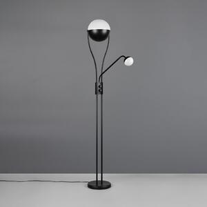Trio Lighting Lampadar LED Chris, negru, metal, lampă de citit, dimabil, reglabil, Negru, Camera de zi / sufragerie, Metal, Modern