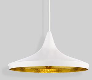 Tom Dixon Lampă suspendată LED Beat Wide de Dixon, albă, Ø 36 cm, alamă, reglabil, Alb, Camera de zi / sufragerie, Alamă, Design