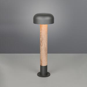 Trio Lighting Bornă luminoasă Fraser, gri/aspect lemn, aluminiu, IP54, înălțime 84,5 cm, reglabil, Lemn, Aluminiu