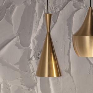 Tom Dixon Lampă suspendată LED Beat Tall de Dixon, culoare alamă, Ø 19 cm, reglabil, Auriu / Alamă, Camera de zi / sufragerie, Alamă, Design