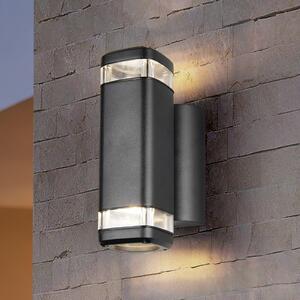 Reality Leuchten Aplică de exterior Barcelos, negru, înălțime 21 cm, sus/jos, reglabil, Negru, Aluminiu, Modern