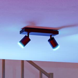 EGLO connect Spot LED inteligent Melitello-Z, 2 becuri, negru, reglabil, Negru, Camera de zi / sufragerie, Aluminiu, Modern