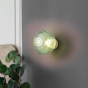 Reality Leuchten Aplică de perete cu LED și baterie reîncărcabilă Earl, alamă/verde, sticlă, Ø, reglabil, Verde, Camera de zi / sufragerie, Metal