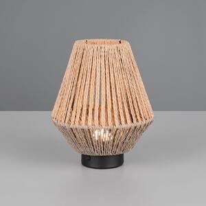 Reality Leuchten Lampa de masă cu LED și baterie reîncărcabilă Lira, maro, fir hârtie,, reglabil, Maro / Rugină, dormitor, Țesătură / Textil