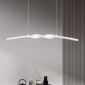 Reality Leuchten Lampă suspendată LED Ginko, alb mat, metal, lungime 79 cm, Alb, Camera de zi / sufragerie, Metal, Modern