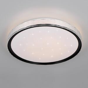 Reality Leuchten Plafonieră LED Varda, negru, Ø 39 cm, telecomandă, reglabil, Negru, dormitor, Metal, Modern