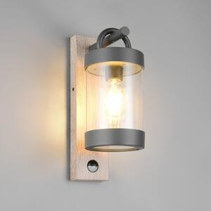 Trio Lighting Lampă pentru exterior Sambesi, aspect lemn, aluminiu turnat sub presiune, senzor, Lemn, Aluminiu, Modern, Felinar