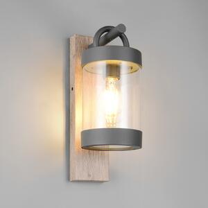 Trio Lighting Aplică de exterior Sambesi, aspect lemn, senzor crepuscular, aluminiu, Lemn, Aluminiu, Modern, Felinar