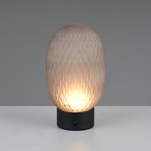 Trio Lighting Lampa de masă cu LED și baterie reîncărcabilă Facette, gri fumuriu, USB, sticlă, reglabil, Gri, Camera de zi / sufragerie, Sticlă