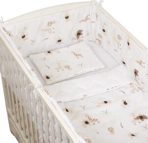 Lenjerie matlasata 5 piese patut bebe 120x60 cm Kidizi Safari Beige cu doua fete, aparatoare laterale integrale, umplutura antialergica